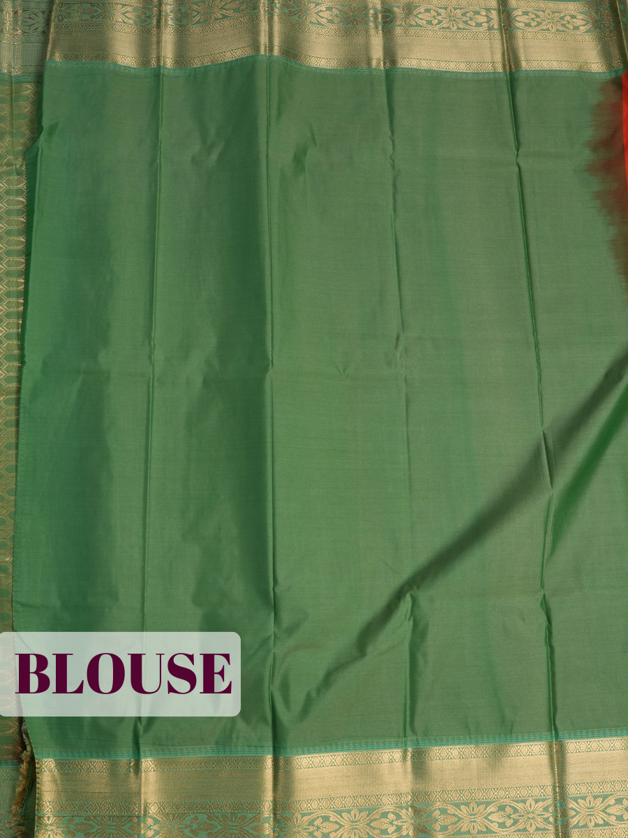 Orange Semi Silk Saree with Medium-Width Zari Floral Border