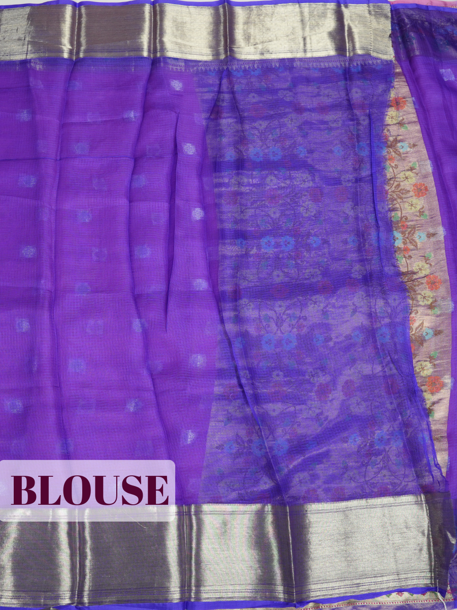 Lavender Kota Zari Saree with Minimal Zari Stripe Border
