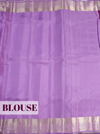 Purple Pure Kanchipuram Saree with Broad Geometric Floral-Vine Zari Border