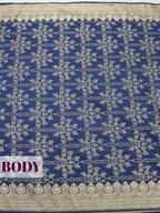Blue Banarasi Soft Silk Saree with Floral Damask Border