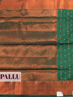 Bottle Green Semi Soft Silk Saree with Temple Zari Border