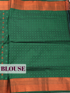 Bottle Green Semi Soft Silk Saree with Temple Zari Border