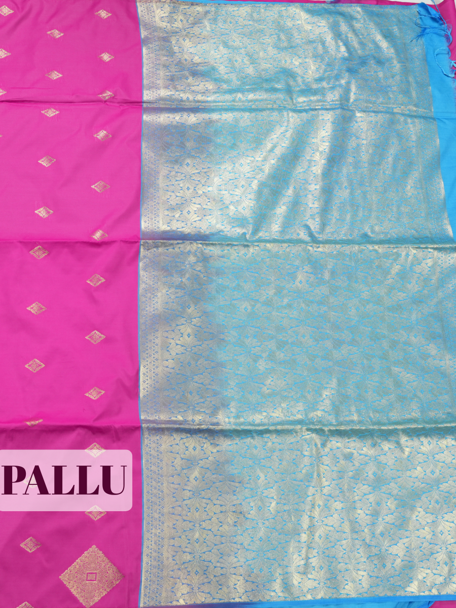 Bright Rani Pink Semi Soft Silk Saree