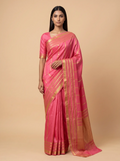 Baby Pink Mysore Silk with Golden Zari Border