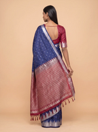 Ink Blue Soft Silk saree with Maroon Border