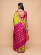 Olive Green Mysore Silk with Mahenta Border