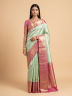 Pastel Green Rose Gold Zari Kanjivaram Silk Saree