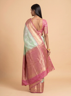 Pastel Green Rose Gold Zari Kanjivaram Silk Saree