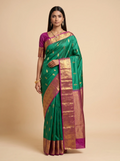 Green Maroon Paisley Zari Kanjivaram Silk Saree