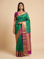 Green Maroon Paisley Zari Kanjivaram Silk Saree