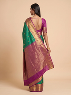 Green Maroon Paisley Zari Kanjivaram Silk Saree