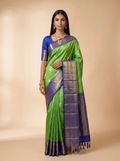 Parrot Green Gold Zari Paisley Kanjivaram Silk Saree