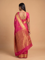 Rani Pink Gold Zari Paisley Silk Saree