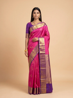 Rani Pink Purple Gold Zari Silk Saree