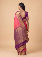 Vermilion Red Maroon Gold Zari Silk Saree