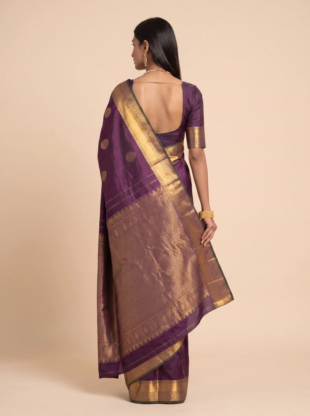 Plum Purple Gold Zari Silk Saree