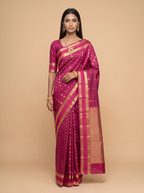 Rani Pink Gold Zari Kanjivaram Silk Saree