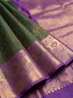 Green Purple Floral Kanjivaram Silk Saree