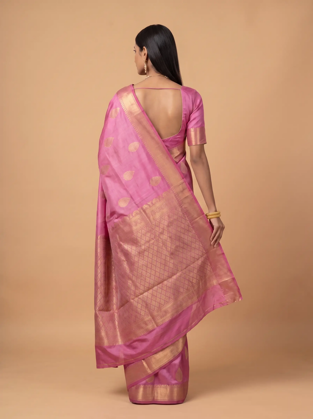 Magenta Gold Zari Paisley Silk Saree