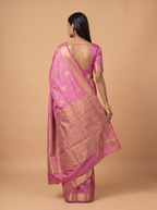 Magenta Gold Zari Paisley Silk Saree