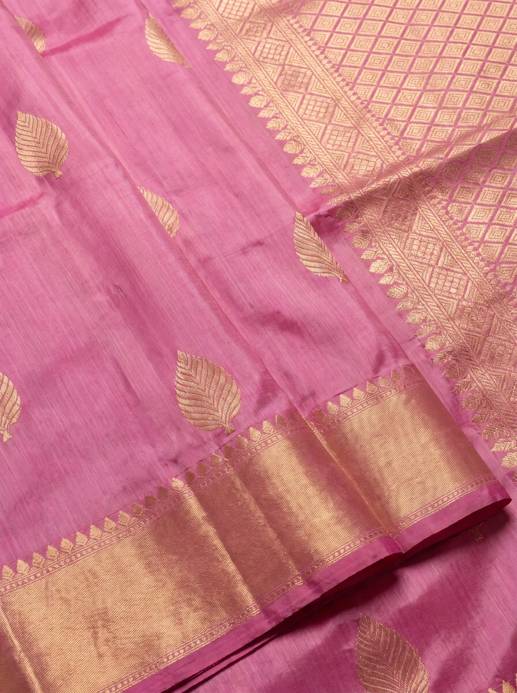 Magenta Gold Zari Paisley Silk Saree