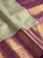 Royal Purple And Silver Grey Antique Gold Zari Woven Silk Saree