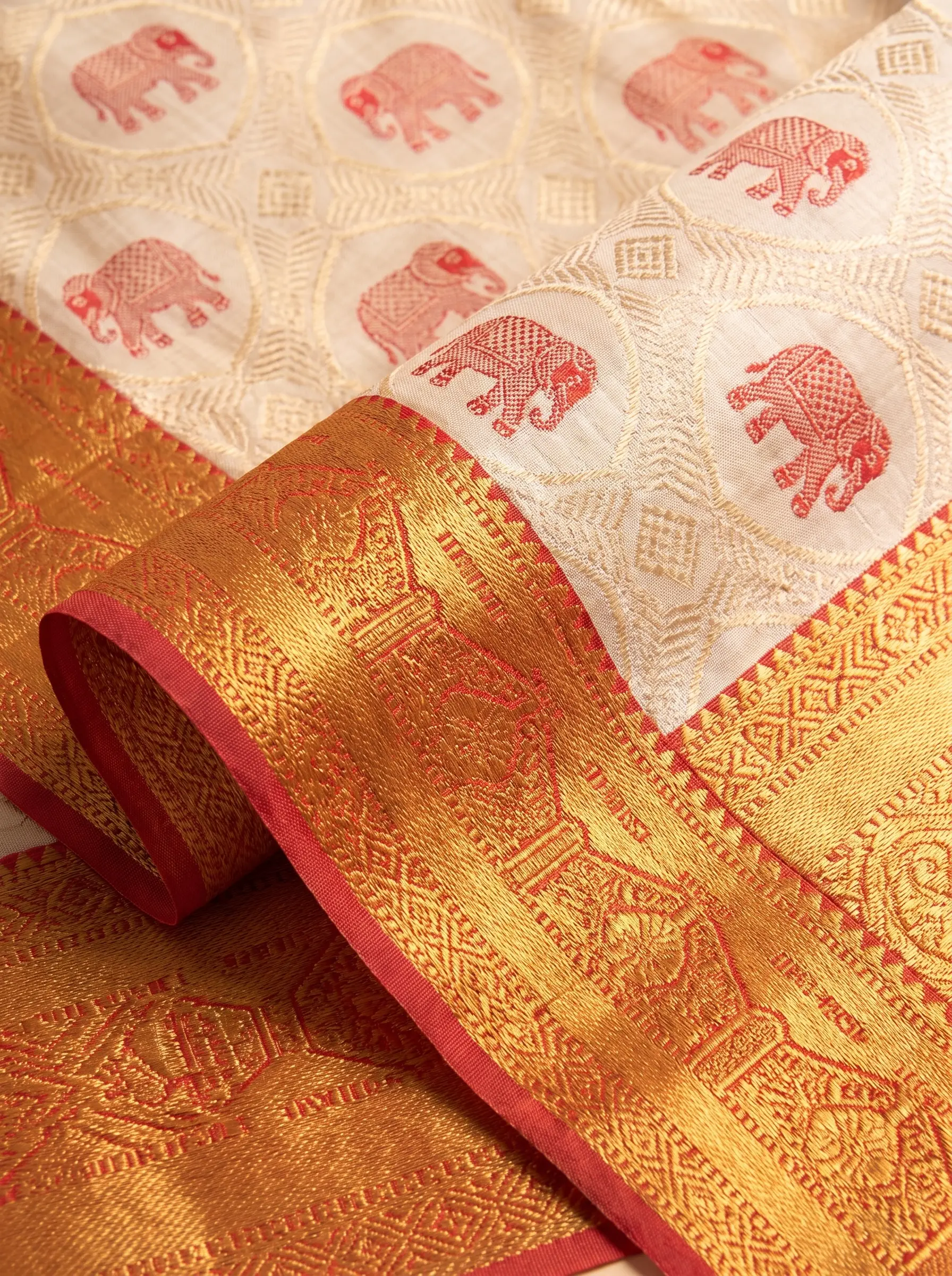 Maroon, Silver Grey And Antique Gold Zari Woven Silk Saree