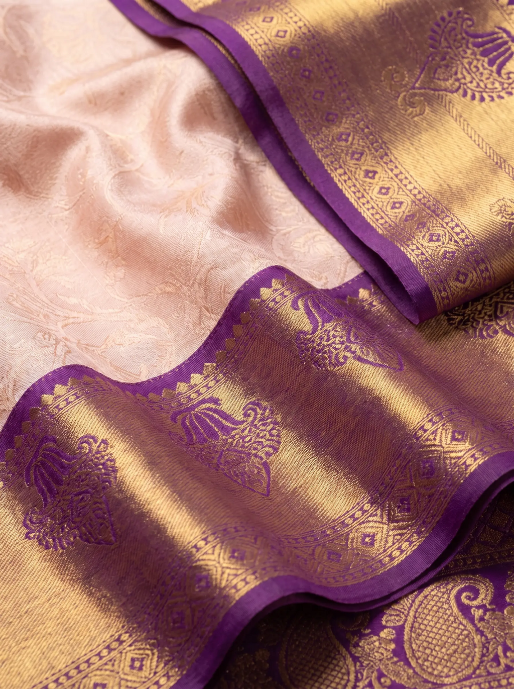 Deep Royal Blue and Antique Gold Zari Woven Silk Saree