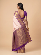 Deep Royal Blue and Antique Gold Zari Woven Silk Saree
