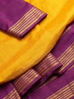 Mustard Yellow Maroon Zari Silk Saree