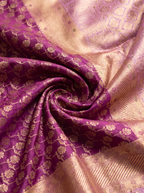 Deep Magenta and Antique Gold Zari Floral Woven Kanchivaram Silk Saree