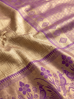 Antique Gold and Deep Purple Zari Woven Kanchivaram Silk Saree