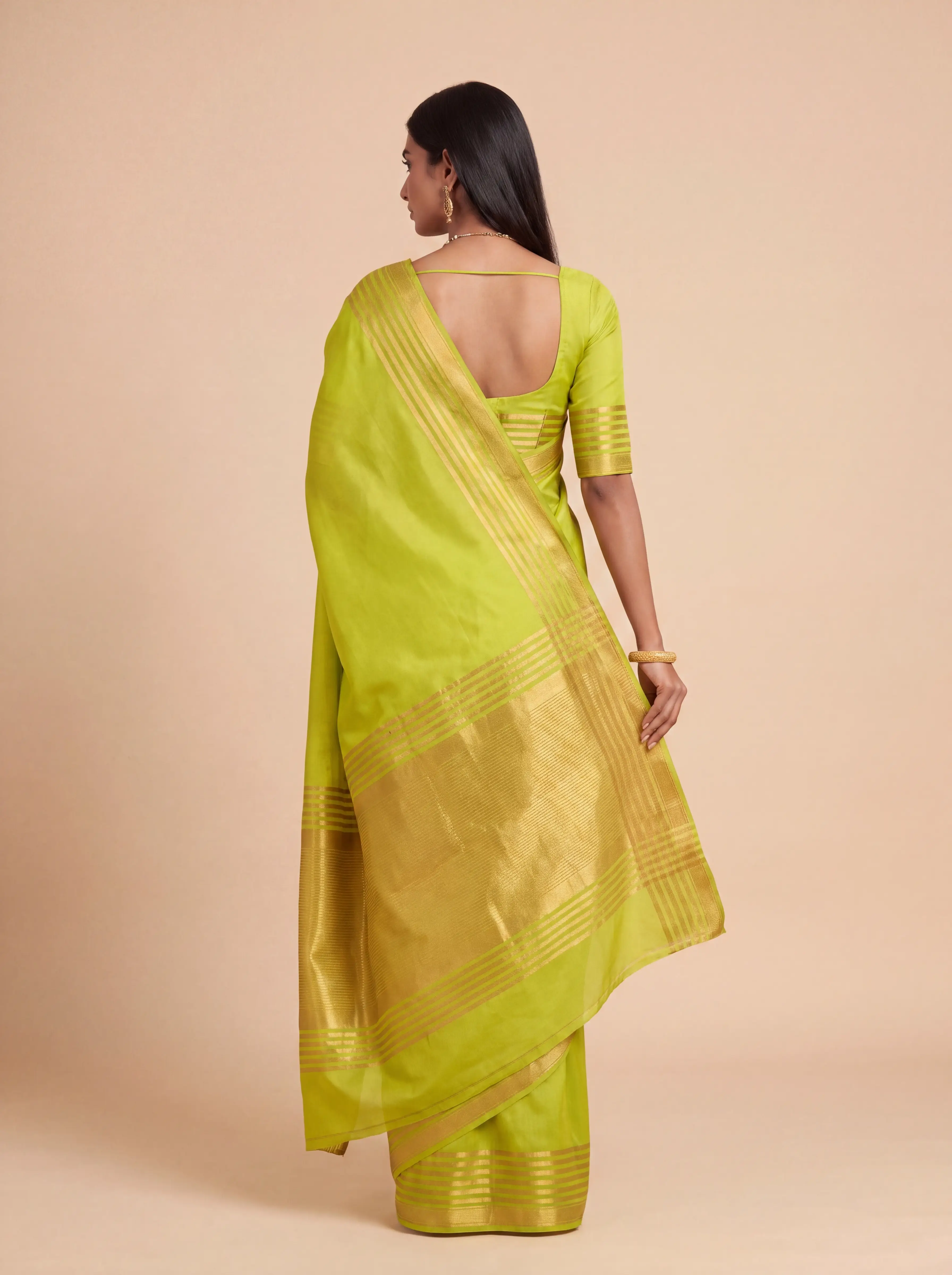 Pista Green Gold Zari  Mysore Silk Saree