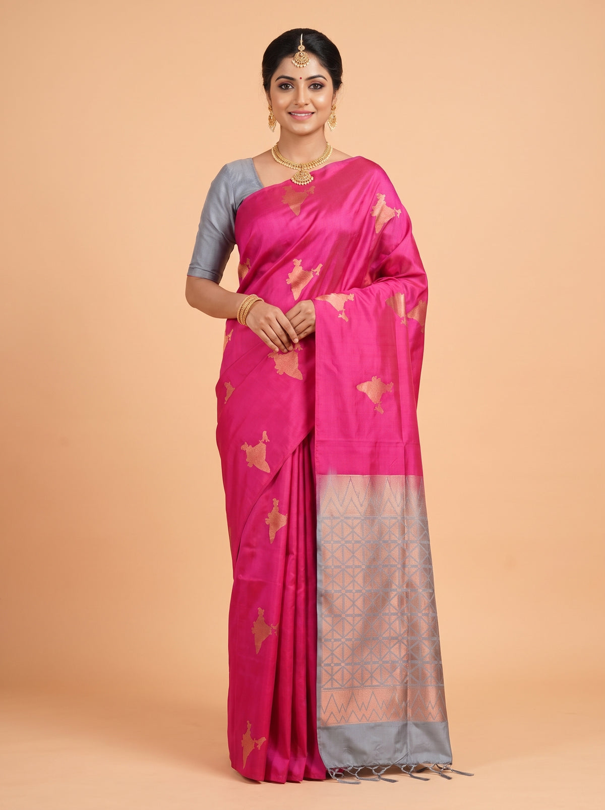 Magenta Pink Semi Soft Silk Saree