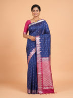 Navy Blue Semi Soft Silk Saree with Meenakari Zari Border
