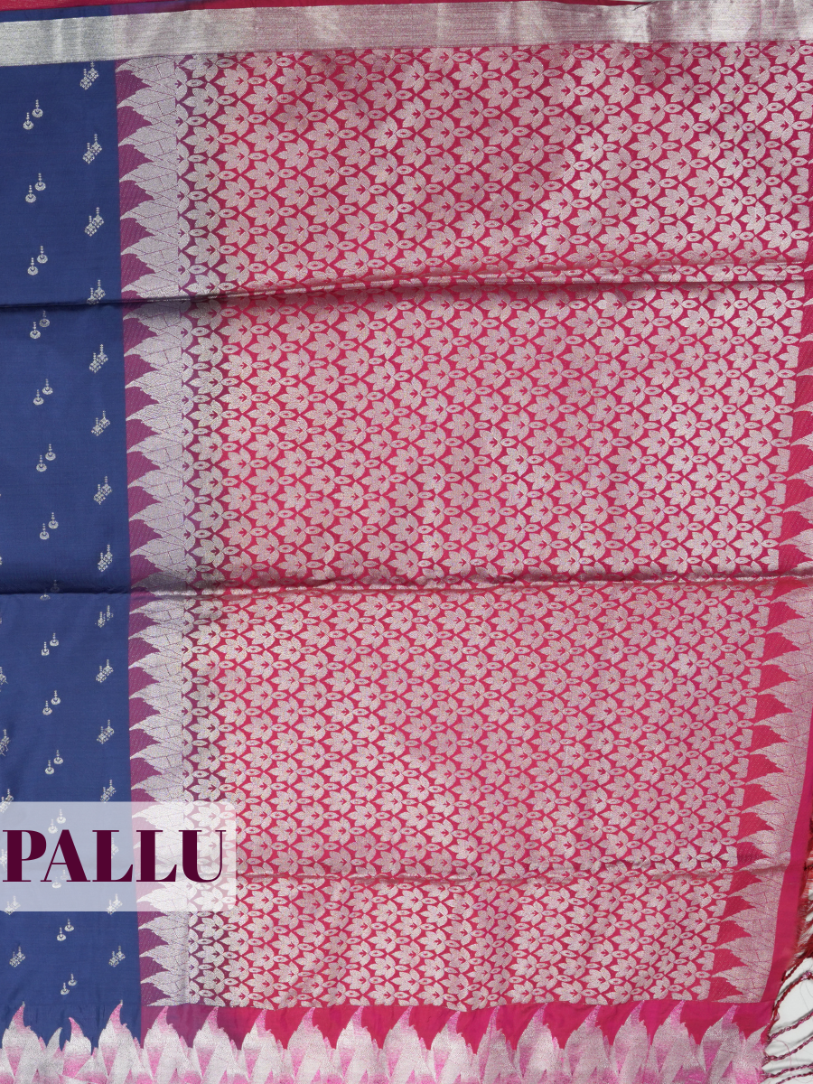 Navy Blue Semi Soft Silk Saree with Meenakari Zari Border