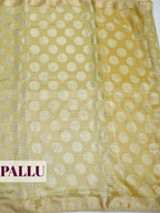 Olive Gold Tissue Organza Saree with Zari with beaded loop trim edge