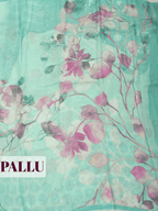 Green Pure Chiffon Saree with Borderless Design