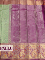 Parrot Green Kanchipuram Saree with Bird Motif Zari Border
