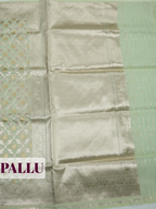 Pista Green Organza Saree with Floral Jaal Zari Border