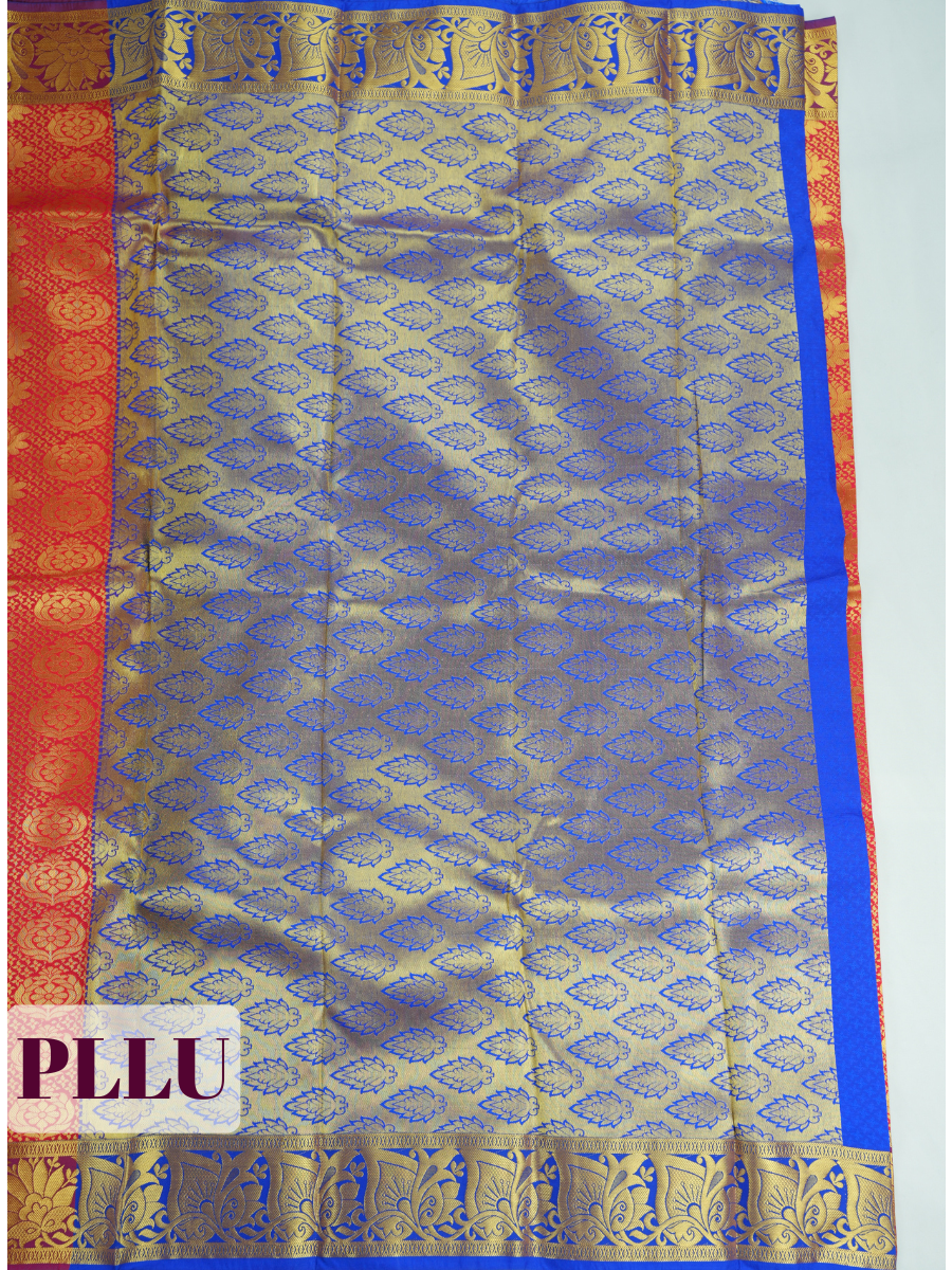 Red Tissue Brocade Semi Silk Saree
