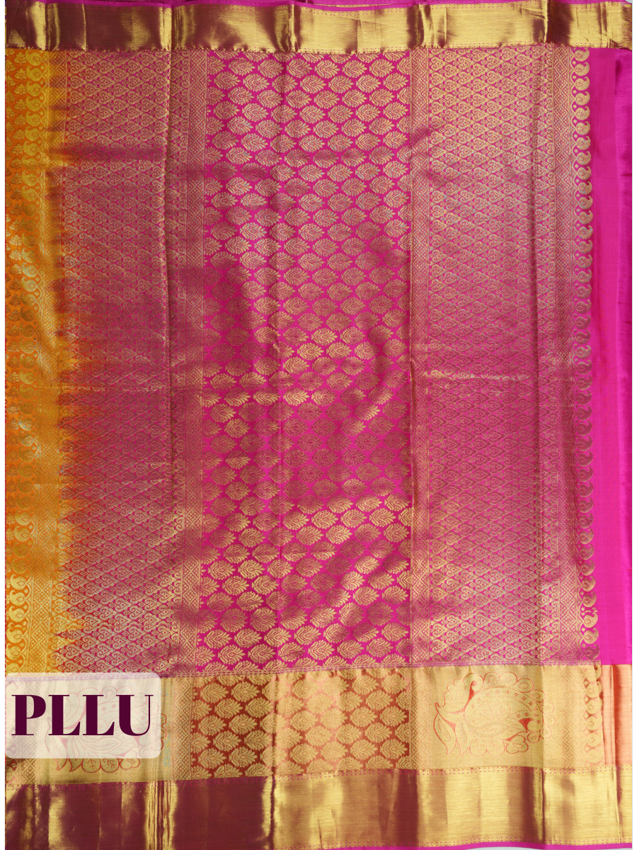Yellow Tissue Brocade Semi Silk Saree
