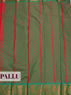 Red Silk Saree with Geometric Woven Pattern and Gold Zari Paisley Border