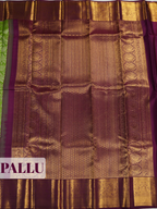 Parrot Green Kanchipuram Saree with Temple Zari Border