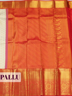 White Pure Kanchivaram Bridal Silk Saree with Floral Butta Zari Weave