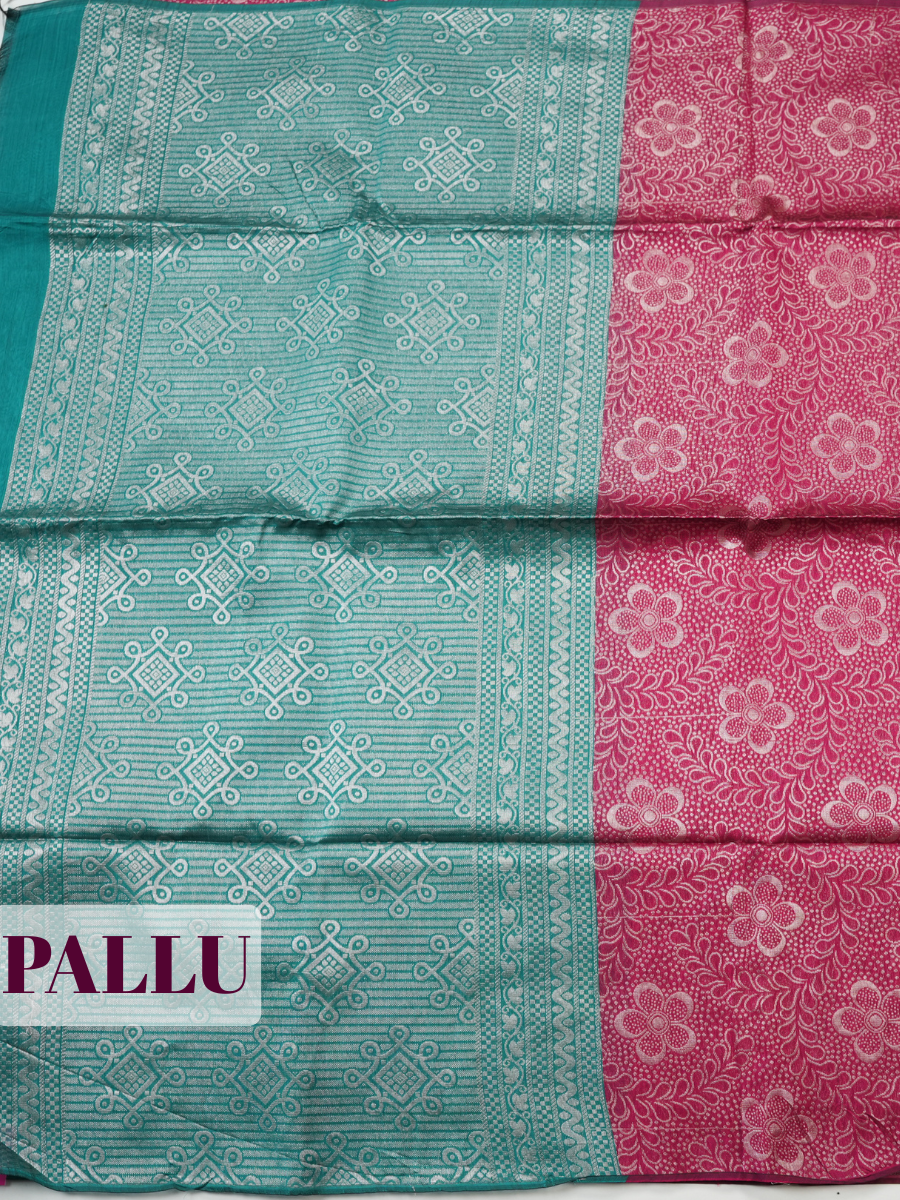 Deep Rose Sico Saree Saree with Borderless Finish