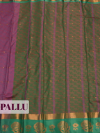 Magenta Silk Saree with Green Pallu and Paisley Zari Border