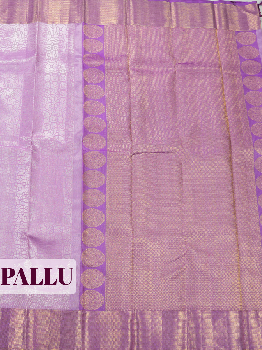 Lavender Purple Pure Kanjivaram Bridal Saree with Rich Zari Tissue Border with Jaal Weaving