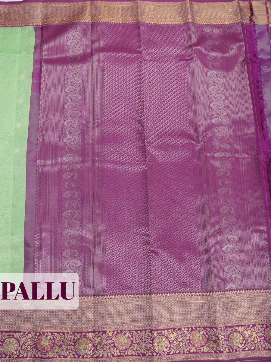 Parrot Green Kanchipuram Saree with Peacock Zari Border