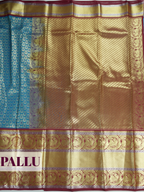Blue Tissue Brocade Semi Silk Saree